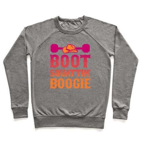 Virgin Teez  Pullover Crewneck Sweatshirt / x-small / Heathered Gray BOOT SQUATTIN' BOOGIE CREWNECK SWEATSHIRT