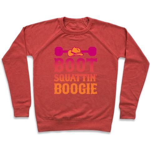 Virgin Teez  Pullover Crewneck Sweatshirt / x-small / Heathered Red BOOT SQUATTIN' BOOGIE CREWNECK SWEATSHIRT