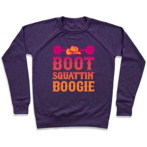 Virgin Teez  Pullover Crewneck Sweatshirt / x-small / Purple BOOT SQUATTIN' BOOGIE CREWNECK SWEATSHIRT