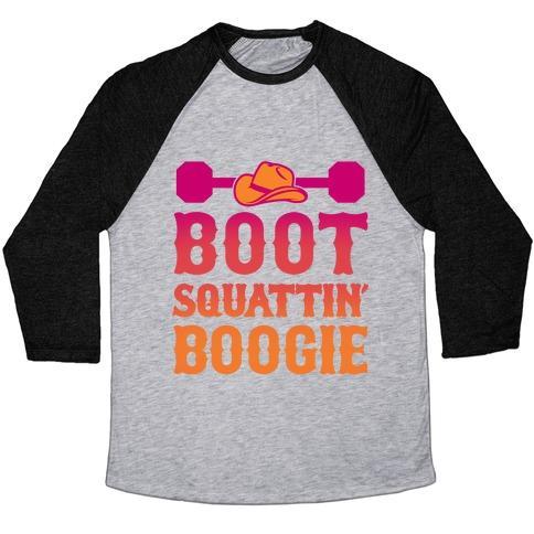 Virgin Teez  Baseball Tee Unisex Tri-Blend Baseball Tee / small / Athletic Gray / Black BOOT SQUATTIN' BOOGIE UNISEX TRI-BLEND BASEBALL TEE