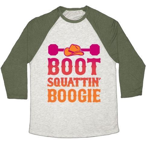 Virgin Teez  Baseball Tee Unisex Tri-Blend Baseball Tee / small / Oatmeal / Moss BOOT SQUATTIN' BOOGIE UNISEX TRI-BLEND BASEBALL TEE