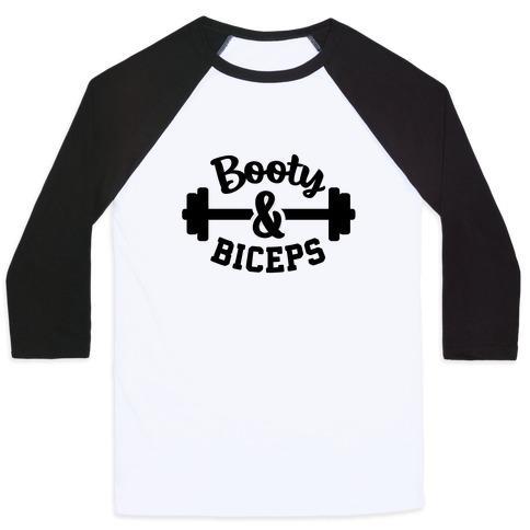 Virgin Teez  Baseball Tee Unisex Classic Baseball Tee / x-small / White/Black BOOTY AND BICEPS UNISEX CLASSIC BASEBALL TEE
