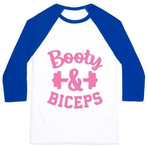 Virgin Teez  Baseball Tee Unisex Classic Baseball Tee / x-small / White/Blue BOOTY & BICEPS UNISEX CLASSIC BASEBALL TEE