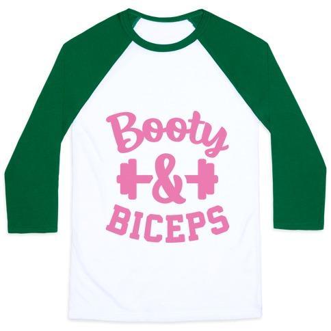 Virgin Teez  Baseball Tee Unisex Classic Baseball Tee / x-small / White/Dark Green BOOTY & BICEPS UNISEX CLASSIC BASEBALL TEE