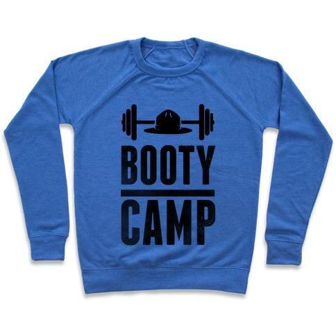 Virgin Teez  Pullover Crewneck Sweatshirt / x-small / Heathered Blue BOOTY CAMP CREWNECK SWEATSHIRT