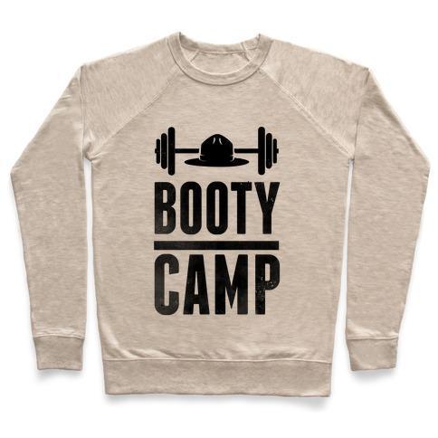 Virgin Teez  Pullover Crewneck Sweatshirt / x-small / Heathered Oatmeal BOOTY CAMP CREWNECK SWEATSHIRT