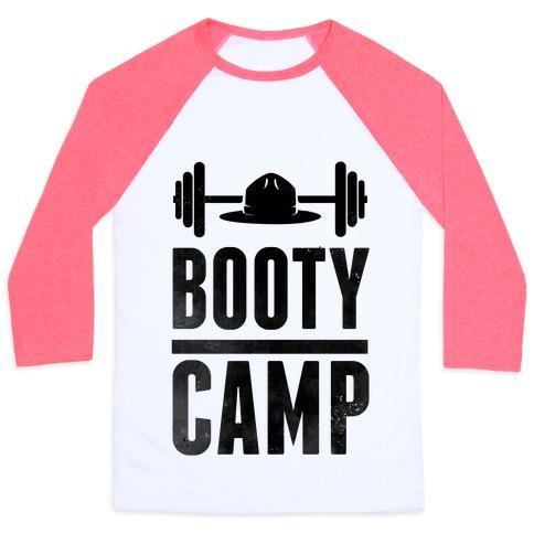 Virgin Teez  Baseball Tee Unisex Classic Baseball Tee / x-small / White/Neon Pink BOOTY CAMP UNISEX CLASSIC BASEBALL TEE