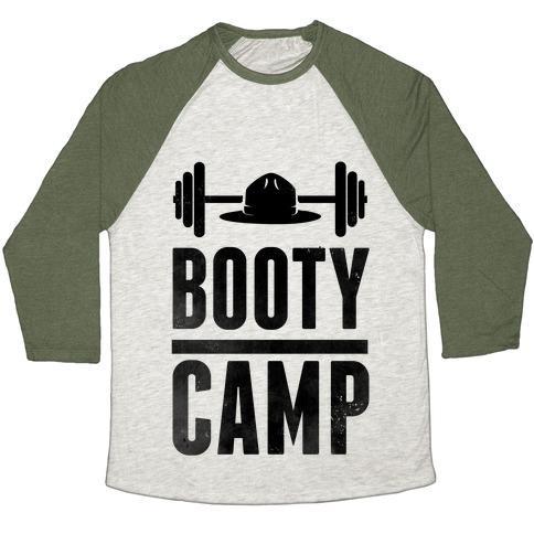 Virgin Teez  Baseball Tee Unisex Tri-Blend Baseball Tee / small / Oatmeal / Moss BOOTY CAMP UNISEX TRI-BLEND BASEBALL TEE