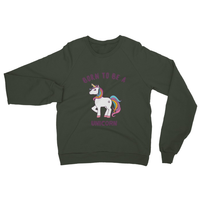 VIRGIN TEEZ Sweat shirt Olive Green / S Born to be a unicorn Classic Adult Sweatshirt
