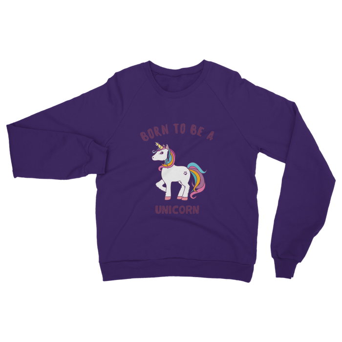VIRGIN TEEZ Sweat shirt Purple / S Born to be a unicorn Classic Adult Sweatshirt