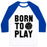 Virgin Teez  Baseball Tee Unisex Classic Baseball Tee / x-small / White/Blue BORN TO PLAY VOLLEYBALL (TANK) UNISEX CLASSIC BASEBALL TEE