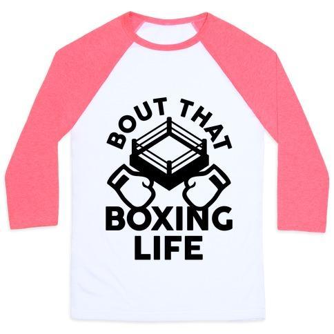 Virgin Teez  Baseball Tee Unisex Classic Baseball Tee / x-small / White/Neon Pink BOUT THAT BOXING LIFE UNISEX CLASSIC BASEBALL TEE