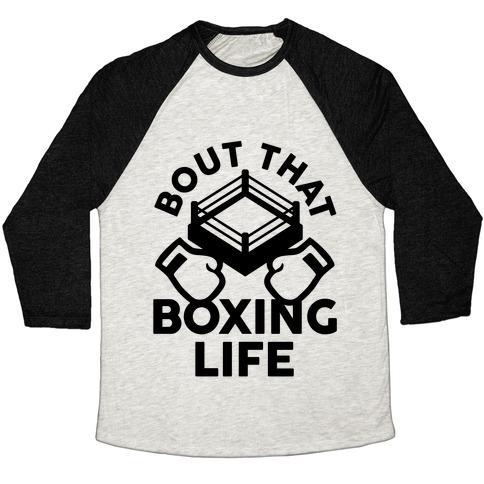 Virgin Teez  Baseball Tee Unisex Tri-Blend Baseball Tee / small / Oatmeal / Black BOUT THAT BOXING LIFE UNISEX TRI-BLEND BASEBALL TEE