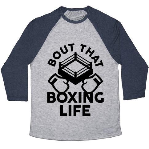 Virgin Teez  Baseball Tee Unisex Tri-Blend Baseball Tee / small / Athletic Gray / Navy BOUT THAT BOXING LIFE UNISEX TRI-BLEND BASEBALL TEE