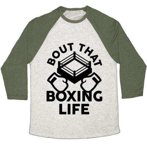 Virgin Teez  Baseball Tee Unisex Tri-Blend Baseball Tee / small / Oatmeal / Moss BOUT THAT BOXING LIFE UNISEX TRI-BLEND BASEBALL TEE