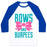 Virgin Teez  Baseball Tee Unisex Classic Baseball Tee / x-small / White/Blue BOWS AND BURPEES UNISEX CLASSIC BASEBALL TEE