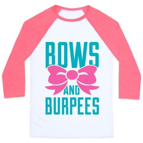 Virgin Teez  Baseball Tee Unisex Classic Baseball Tee / x-small / White/Neon Pink BOWS AND BURPEES UNISEX CLASSIC BASEBALL TEE