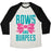 Virgin Teez  Baseball Tee Unisex Tri-Blend Baseball Tee / small / Oatmeal / Black BOWS AND BURPEES UNISEX TRI-BLEND BASEBALL TEE
