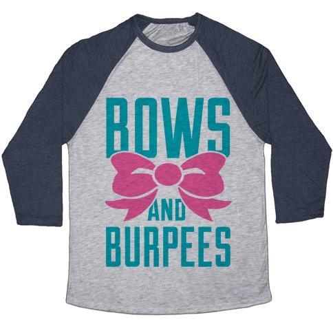 Virgin Teez  Baseball Tee Unisex Tri-Blend Baseball Tee / small / Athletic Gray / Navy BOWS AND BURPEES UNISEX TRI-BLEND BASEBALL TEE