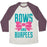 Virgin Teez  Baseball Tee Unisex Tri-Blend Baseball Tee / small / Oatmeal / Maroon BOWS AND BURPEES UNISEX TRI-BLEND BASEBALL TEE