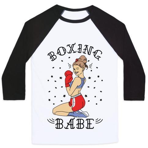 Virgin Teez  Baseball Tee Unisex Classic Baseball Tee / x-small / White/Black BOXING BABE UNISEX CLASSIC BASEBALL TEE