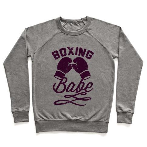 Virgin Teez  Pullover Crewneck Sweatshirt / x-small / Heathered Gray BOXING BABE (VINTAGE) CREWNECK SWEATSHIRT