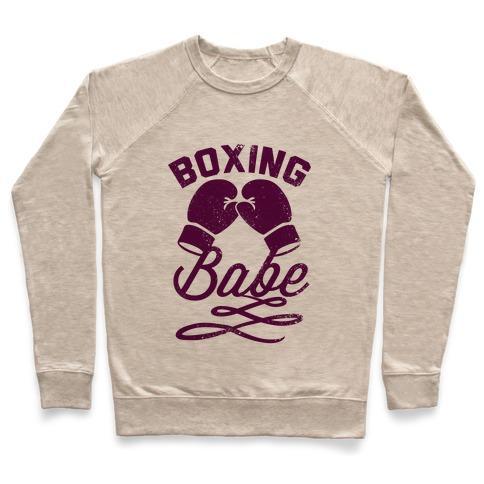 Virgin Teez  Pullover Crewneck Sweatshirt / x-small / Heathered Oatmeal BOXING BABE (VINTAGE) CREWNECK SWEATSHIRT