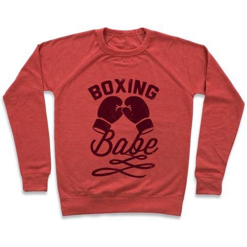 Virgin Teez  Pullover Crewneck Sweatshirt / x-small / Heathered Red BOXING BABE (VINTAGE) CREWNECK SWEATSHIRT