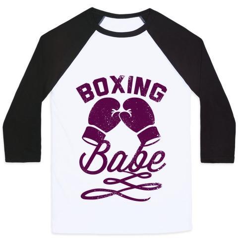 Virgin Teez  Baseball Tee Unisex Classic Baseball Tee / x-small / White/Black BOXING BABE (VINTAGE) UNISEX CLASSIC BASEBALL TEE