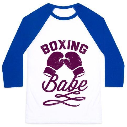 Virgin Teez  Baseball Tee Unisex Classic Baseball Tee / x-small / White/Blue BOXING BABE (VINTAGE) UNISEX CLASSIC BASEBALL TEE
