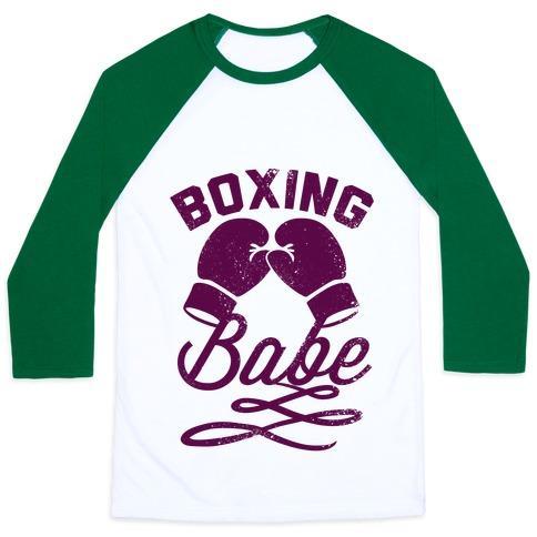 Virgin Teez  Baseball Tee Unisex Classic Baseball Tee / x-small / White/Dark Green BOXING BABE (VINTAGE) UNISEX CLASSIC BASEBALL TEE