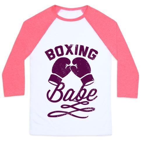 Virgin Teez  Baseball Tee Unisex Classic Baseball Tee / x-small / White/Neon Pink BOXING BABE (VINTAGE) UNISEX CLASSIC BASEBALL TEE