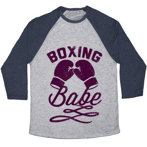 Virgin Teez  Baseball Tee Unisex Tri-Blend Baseball Tee / small / Athletic Gray / Navy BOXING BABE (VINTAGE) UNISEX TRI-BLEND BASEBALL TEE