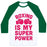 Virgin Teez  Baseball Tee Unisex Classic Baseball Tee / x-small / White/Dark Green BOXING IS MY SUPERPOWER UNISEX CLASSIC BASEBALL TEE