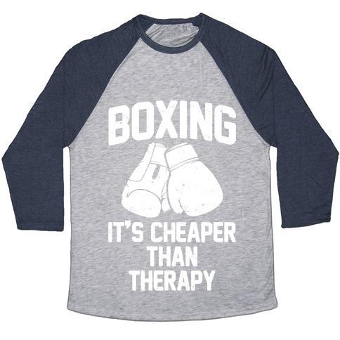 Virgin Teez  Baseball Tee Unisex Tri-Blend Baseball Tee / small / Athletic Gray / Navy BOXING IT'S CHEAPER THAN THERAPY UNISEX TRI-BLEND BASEBALL TEE