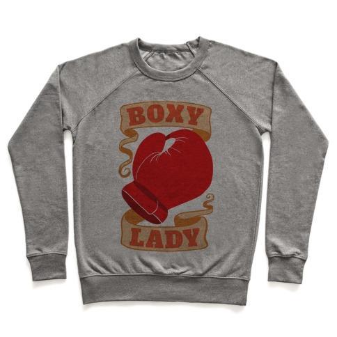 Virgin Teez  Pullover Crewneck Sweatshirt / x-small / Heathered Gray BOXY LADY CREWNECK SWEATSHIRT