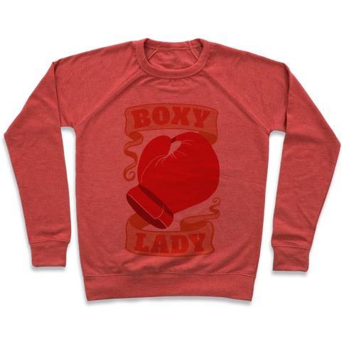 Virgin Teez  Pullover Crewneck Sweatshirt / x-small / Heathered Red BOXY LADY CREWNECK SWEATSHIRT