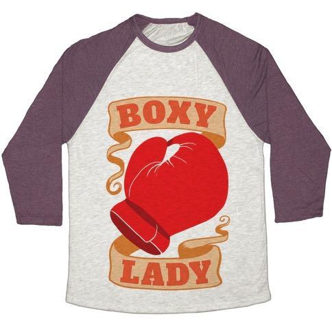 Virgin Teez  Baseball Tee Unisex Tri-Blend Baseball Tee / small / Oatmeal / Maroon BOXY LADY UNISEX TRI-BLEND BASEBALL TEE