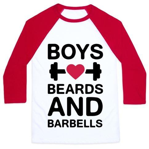 Virgin Teez  Baseball Tee Unisex Classic Baseball Tee / x-small / White/Red BOYS, BEARDS, AND BARBELLS UNISEX CLASSIC BASEBALL TEE