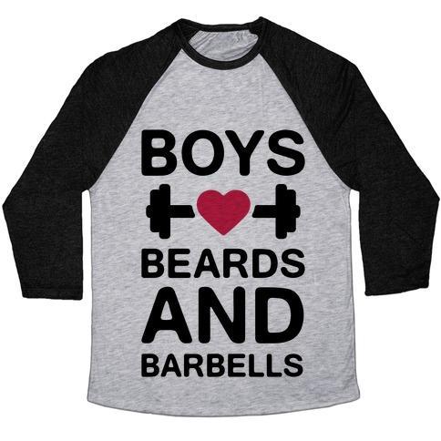Virgin Teez  Baseball Tee Unisex Tri-Blend Baseball Tee / small / Athletic Gray / Black BOYS, BEARDS, AND BARBELLS UNISEX TRI-BLEND BASEBALL TEE