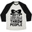 Virgin Teez  Baseball Tee Unisex Tri-Blend Baseball Tee / small / Oatmeal / Black BOYS THROW BALLS CHEERLEADERS THROW PEOPLE UNISEX TRI-BLEND BASEBALL TEE