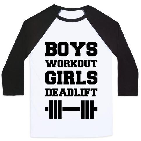 Virgin Teez  Baseball Tee Unisex Classic Baseball Tee / x-small / White/Black BOYS WORKOUT GIRLS DEADLIFT UNISEX CLASSIC BASEBALL TEE