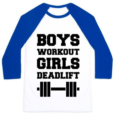 Virgin Teez  Baseball Tee Unisex Classic Baseball Tee / x-small / White/Blue BOYS WORKOUT GIRLS DEADLIFT UNISEX CLASSIC BASEBALL TEE