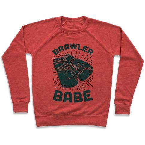 Virgin Teez  Pullover Crewneck Sweatshirt / x-small / Heathered Red BRAWLER BABE CREWNECK SWEATSHIRT
