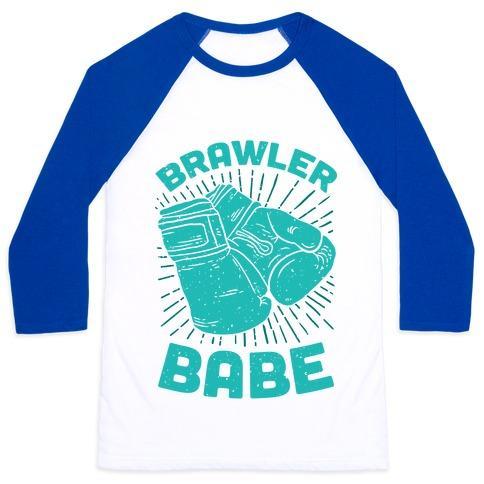 Virgin Teez  Baseball Tee Unisex Classic Baseball Tee / x-small / White/Blue BRAWLER BABE UNISEX CLASSIC BASEBALL TEE