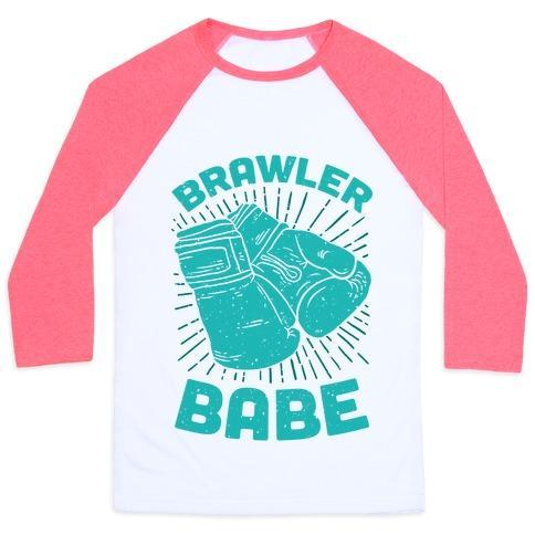 Virgin Teez  Baseball Tee Unisex Classic Baseball Tee / x-small / White/Neon Pink BRAWLER BABE UNISEX CLASSIC BASEBALL TEE