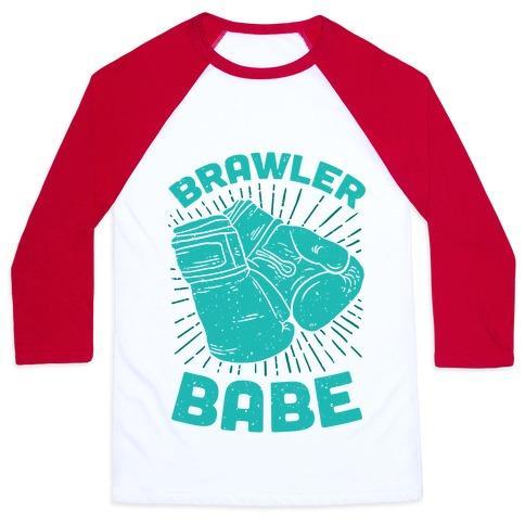Virgin Teez  Baseball Tee Unisex Classic Baseball Tee / x-small / White/Red BRAWLER BABE UNISEX CLASSIC BASEBALL TEE