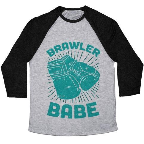 Virgin Teez  Baseball Tee Unisex Tri-Blend Baseball Tee / small / Athletic Gray / Black BRAWLER BABE UNISEX TRI-BLEND BASEBALL TEE