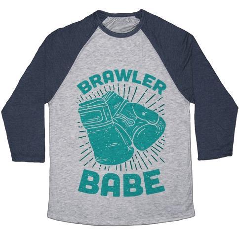 Virgin Teez  Baseball Tee Unisex Tri-Blend Baseball Tee / small / Athletic Gray / Navy BRAWLER BABE UNISEX TRI-BLEND BASEBALL TEE