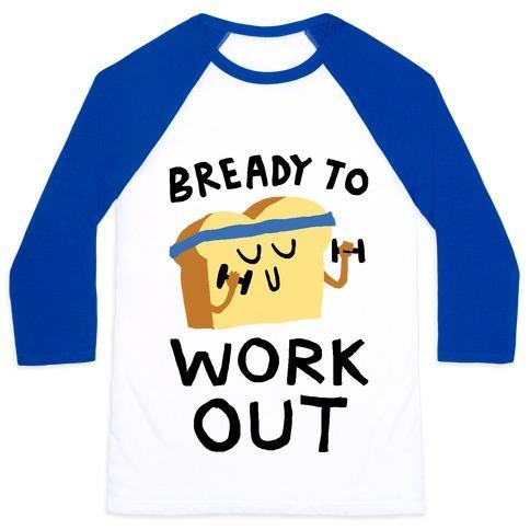 Virgin Teez  Baseball Tee Unisex Classic Baseball Tee / x-small / White/Blue BREADY TO WORKOUT UNISEX CLASSIC BASEBALL TEE